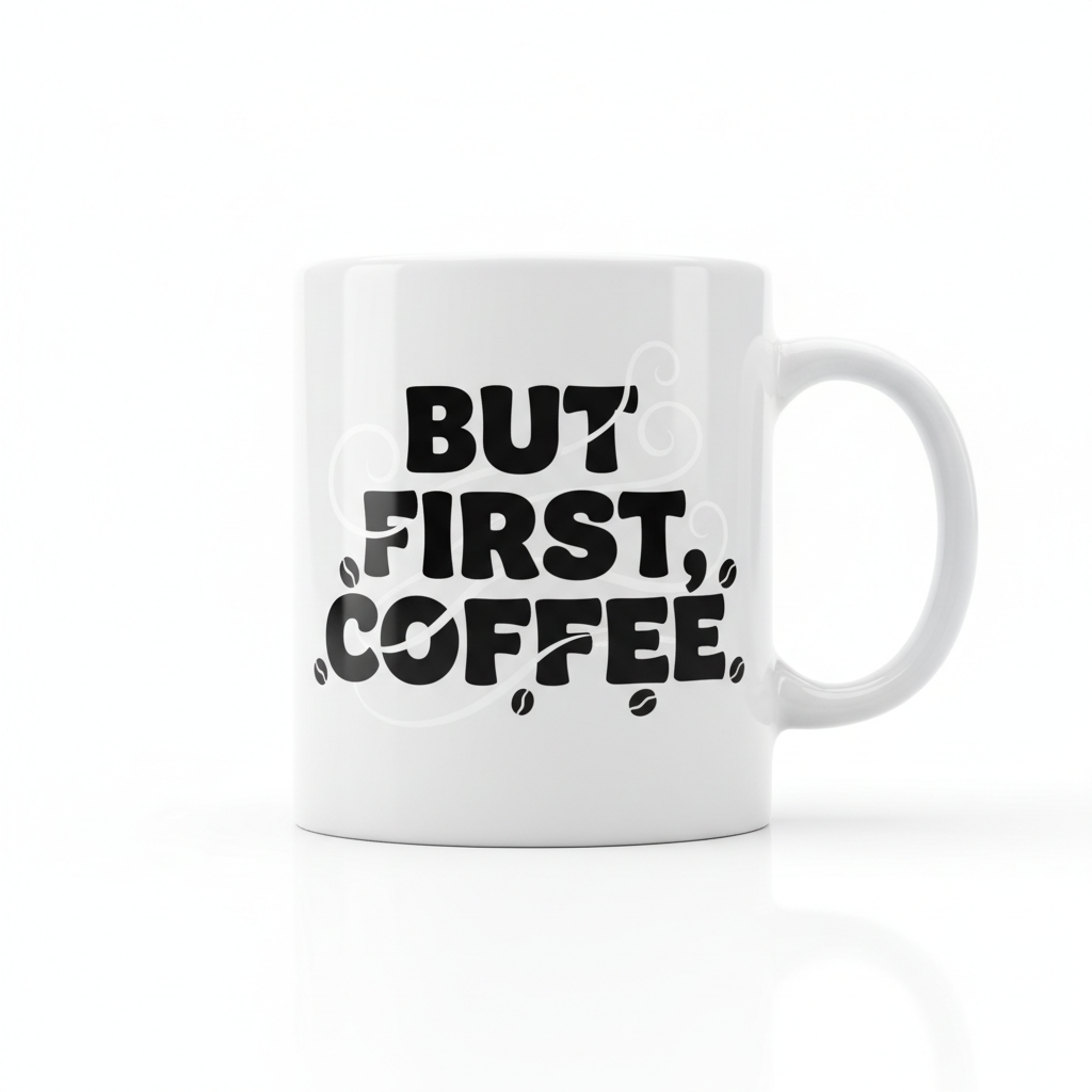 CT Merch Co But First, Coffee Mug Mockup