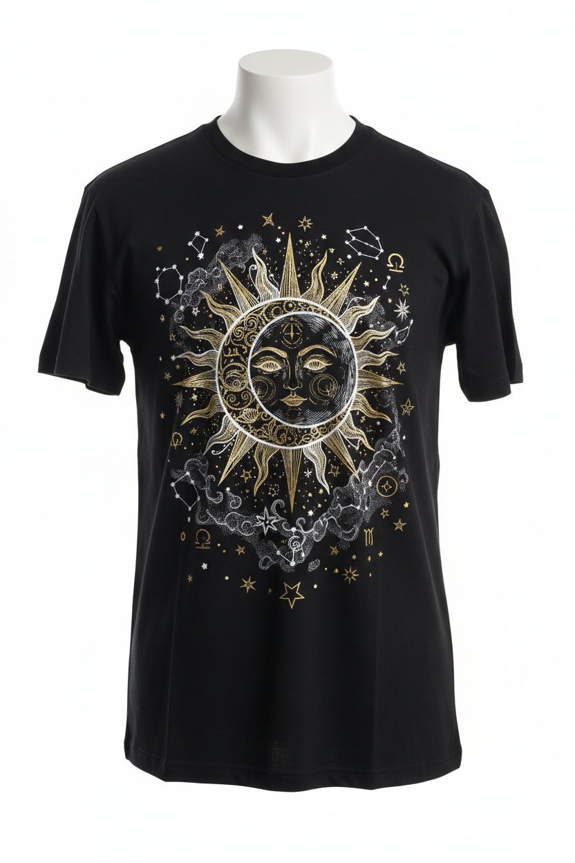 CT Merch Co Celestial Sun Moon T-Shirt Mockup