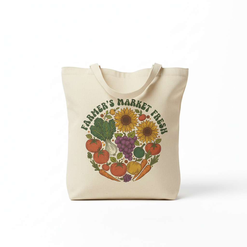 CT Merch Co Farmer's Market Fresh Tote Bag Mockup
