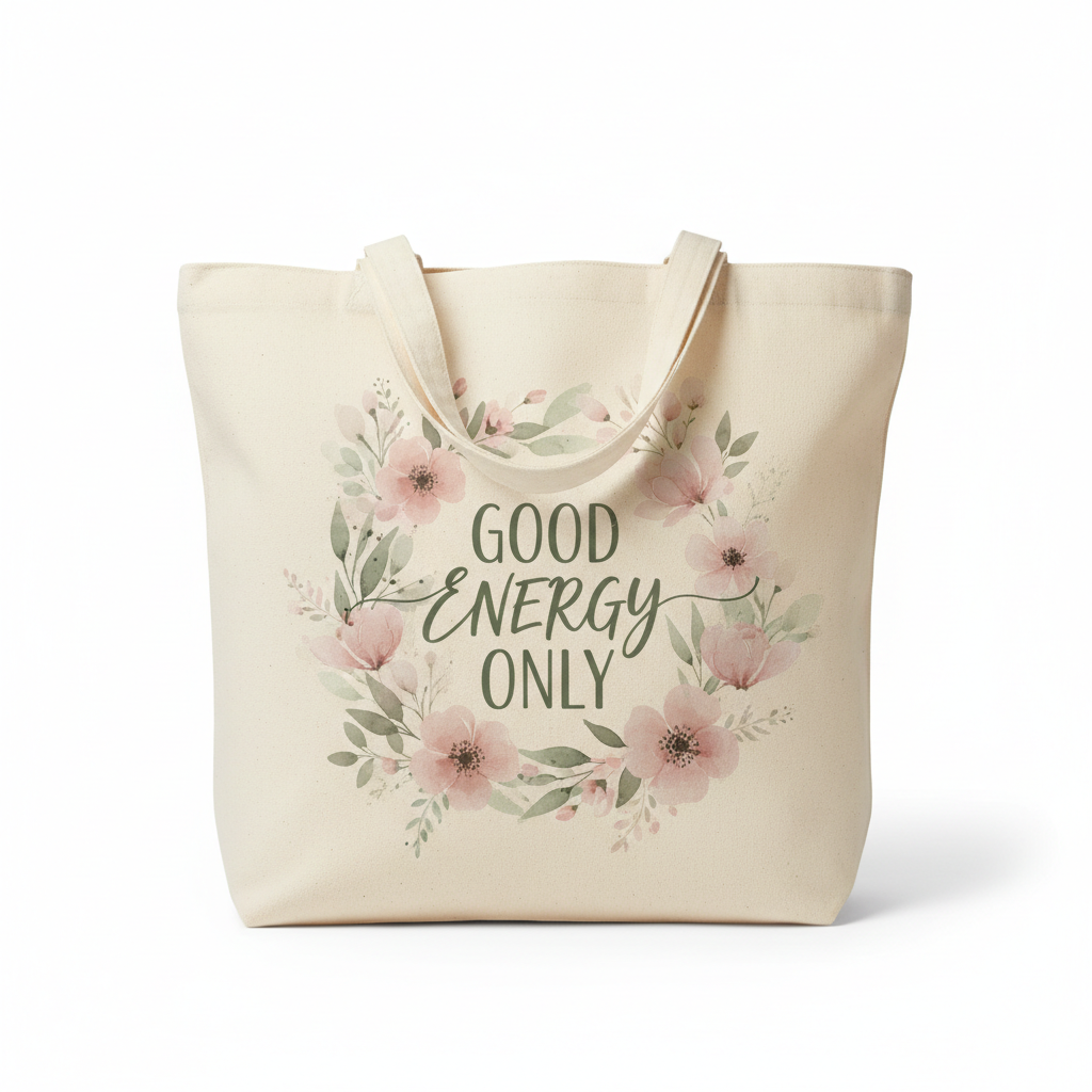 CT Merch Co Good Energy Only Tote Bag Mockup